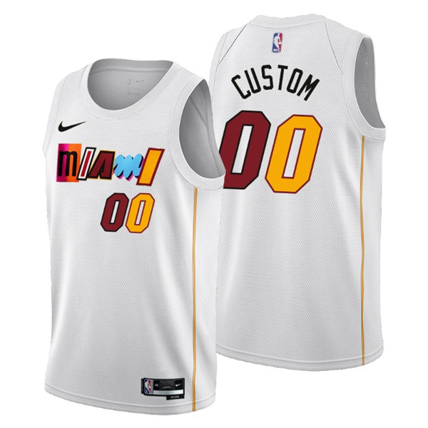 Men's Miami Heat Customized 2022/23 White City Edition Stitched Basketball Jersey